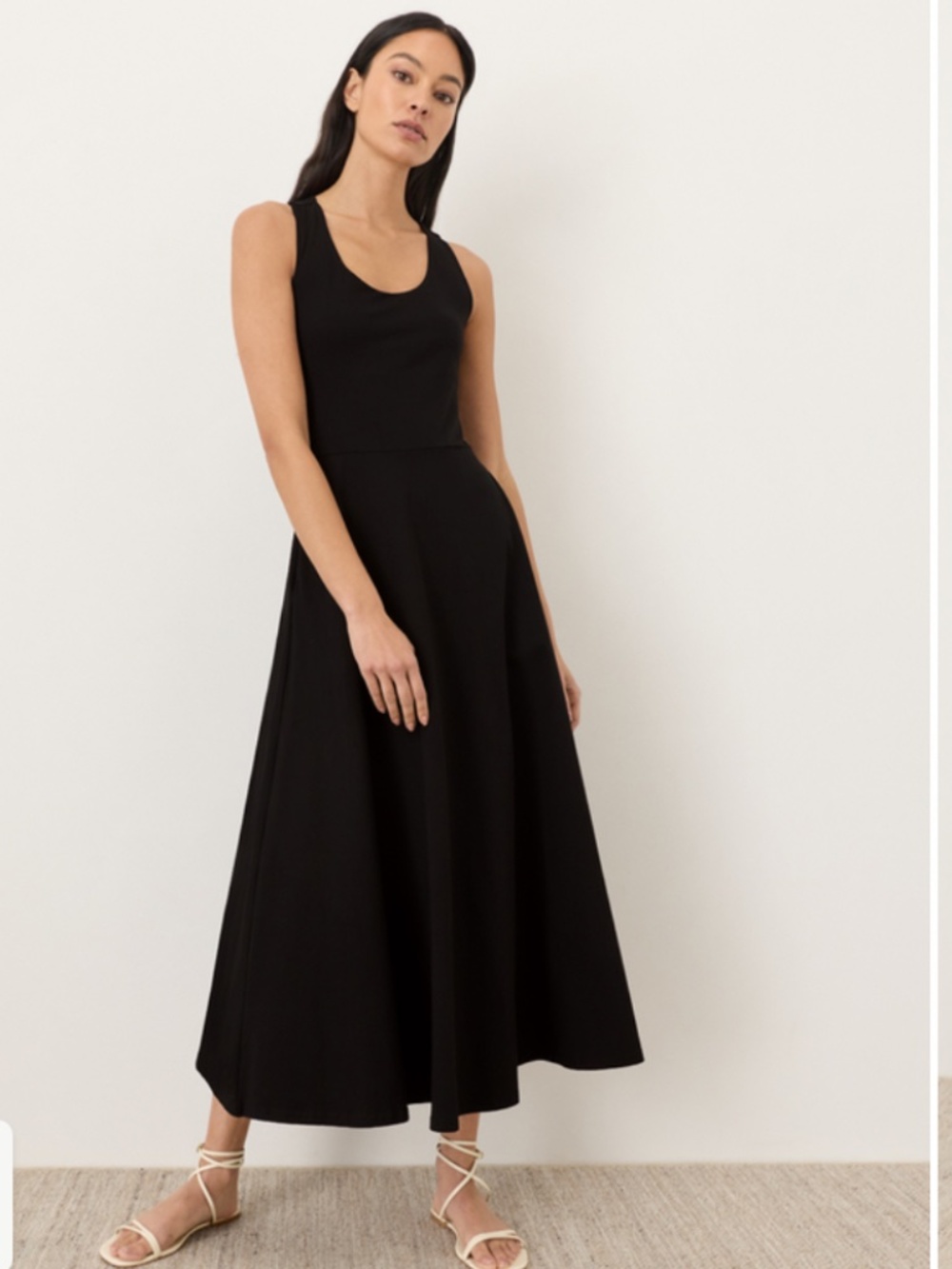 Pact Organic Fit & Flare Open Back Maxi Dress Black NWOT XL